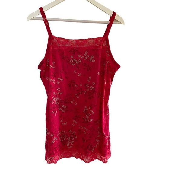 JMS Just My size 1XL floral tank top red pink lace - Picture 1 of 8